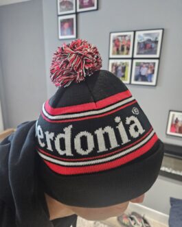 Aberdon Winter Hat Black, Red and white